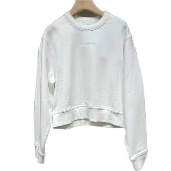 Burberry Women's Torto Crewneck Cotton Sweatshirt White S 8084389 - Picture 1 of 11